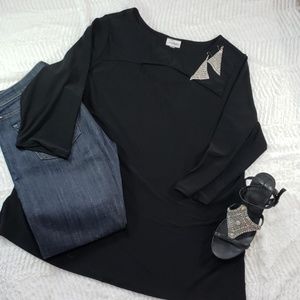 Avenue Tunic, Black Jersey Knit. Size: 14/16.